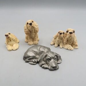 Lot of 3 Cocker Spaniels‎ Dog Stone Critters Resing Pewter Figurines Figures